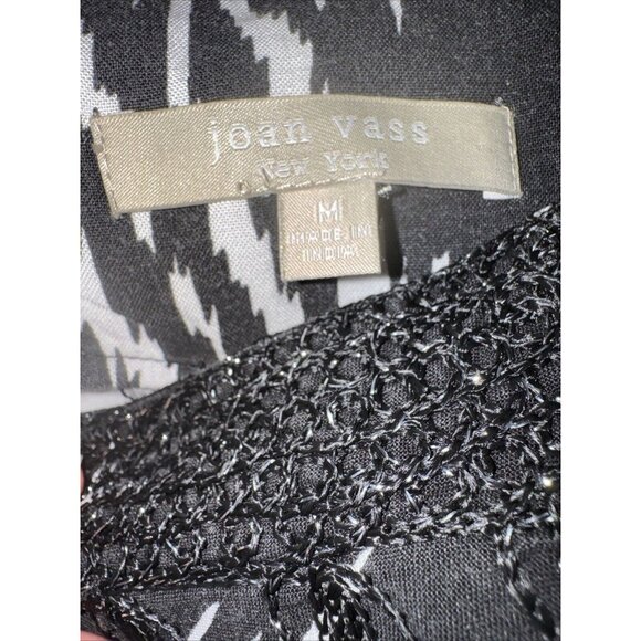 Joan Vass Black & White‎ Peasant Boho 3/4 Rayon Blouse Shirt top M - Picture 3 of 6